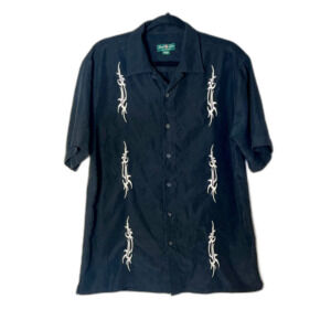 David Taylor Mens Retro Button Up Black Shirt Med Short Sleeve Tribal Hippy